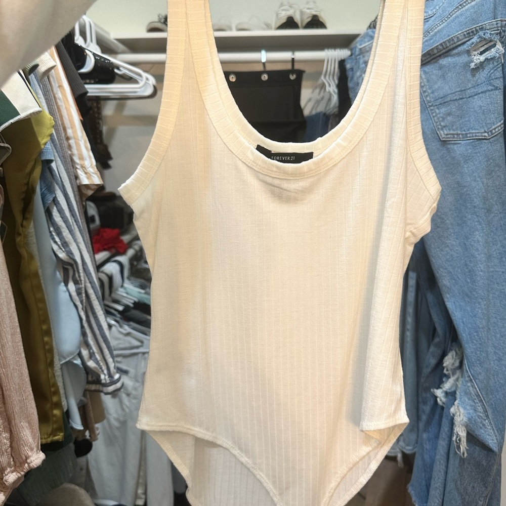 Forever 21 white Ribbed Bodysuit